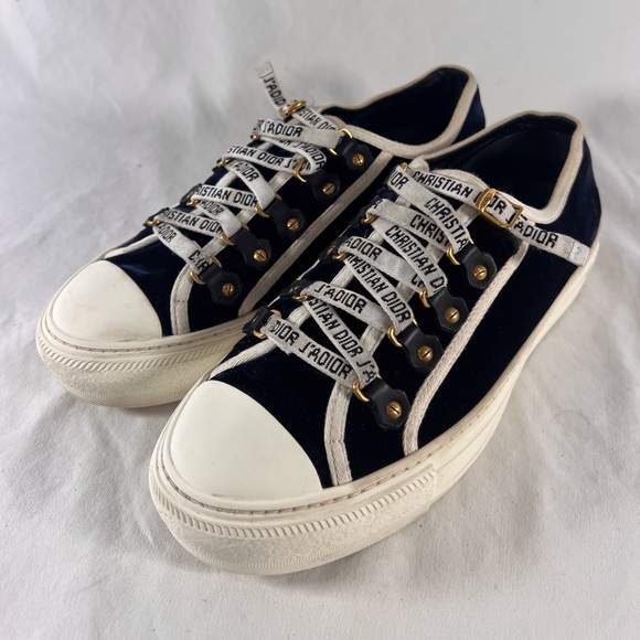 CHRISTIAN DIOR Navy Blue Walk'N'Dio Logo Trainers Made in Italy Marked as 37-7US - Picture 3 of 16